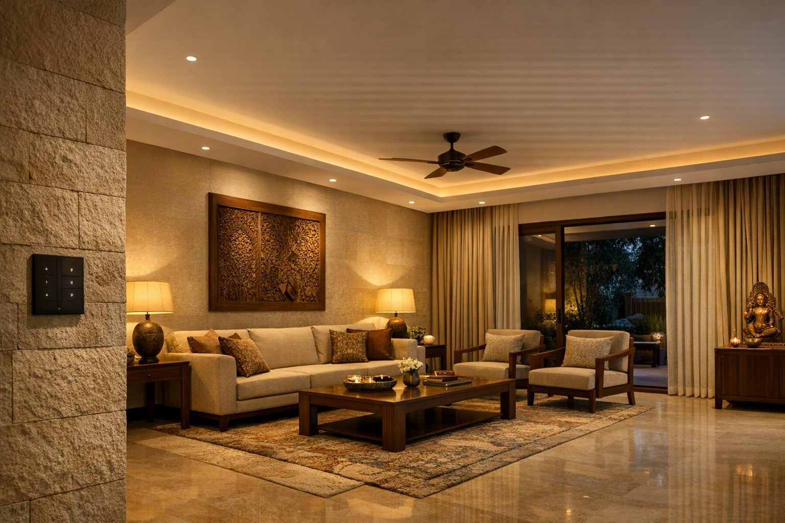 Home automation for modern homes with smart lighting curtains and comfort control