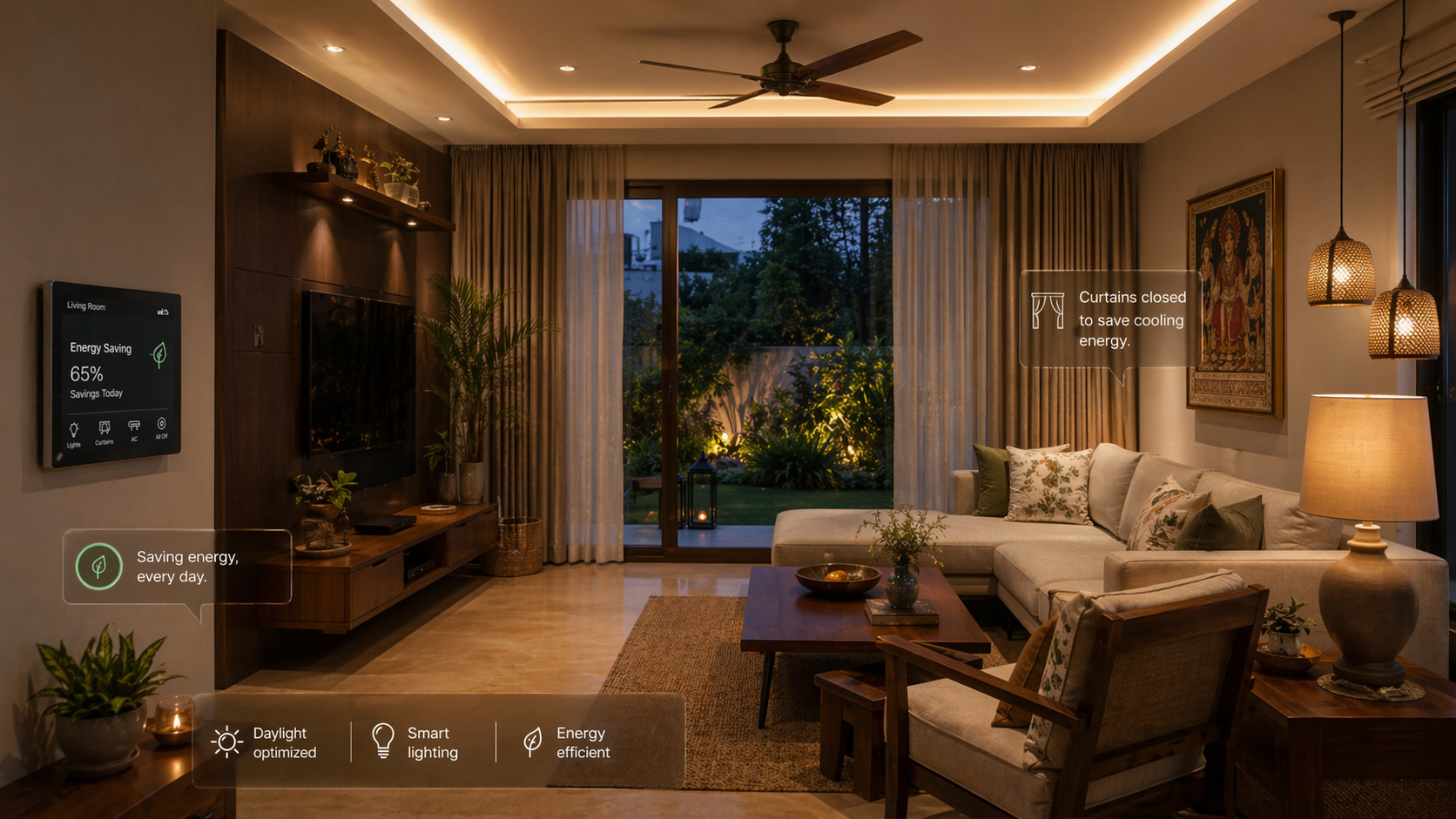 Smart home automation and energy saving interior