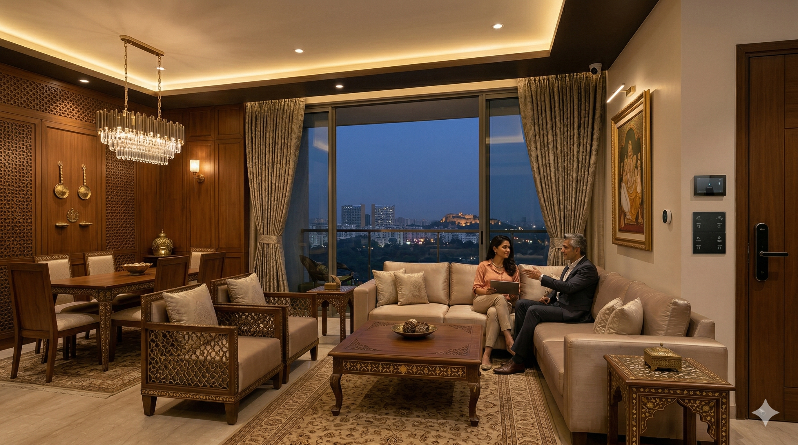 Hyderabad home with smart lighting curtains and scene-based automation