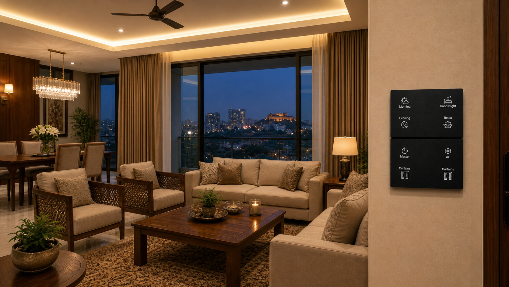 Wireless home automation with smart keypads and scene control